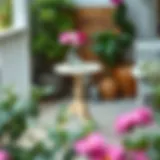 Charming outdoor side table with floral design