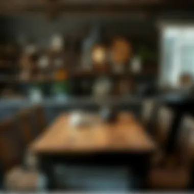 A Rustic Kitchen Table Rustic kitchen table surrounded by warm lighting