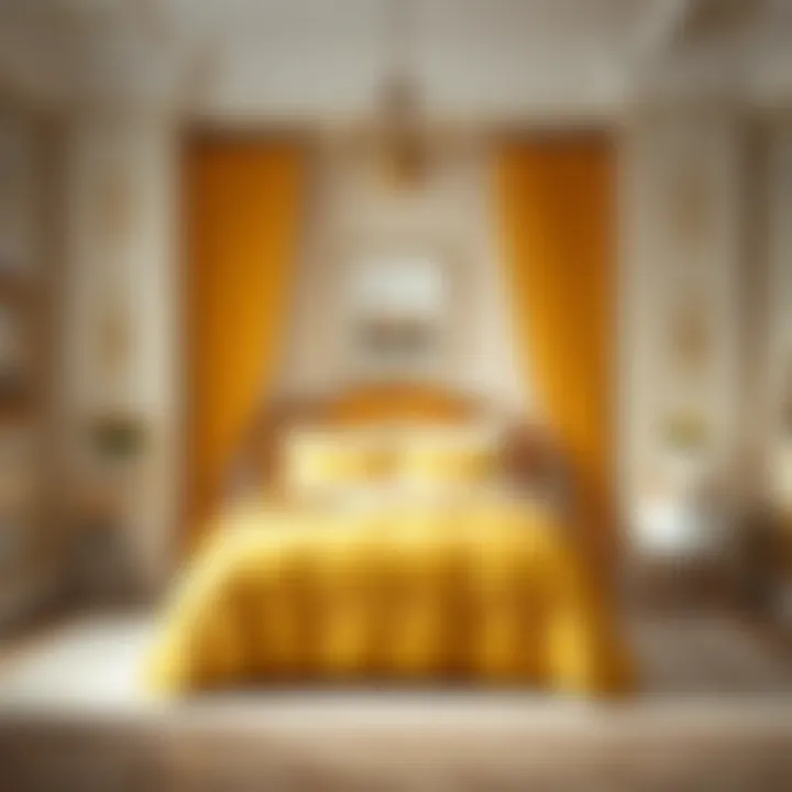 Elegant Bedroom Design Incorporating Mustard Yellow Elegant bedroom design incorporating mustard yellow