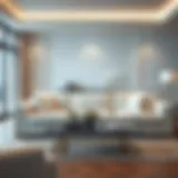 Luxurious off-white leather sofa in a contemporary living room