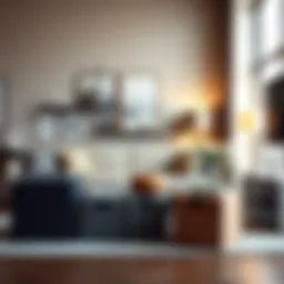 Elegant cube storage bins in a modern living room setup