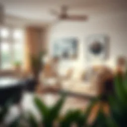 Stylish living room featuring a modern couch