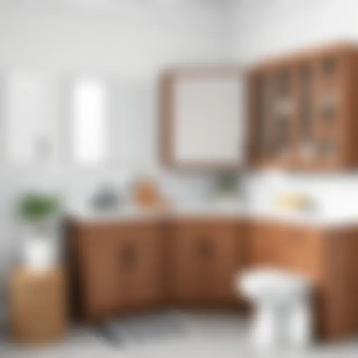 Diverse Materials for Corner Cabinets Variety of materials used in corner bathroom cabinets