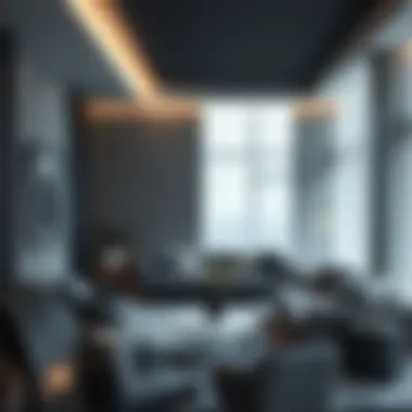 A modern grey-themed interior design highlighting elegance