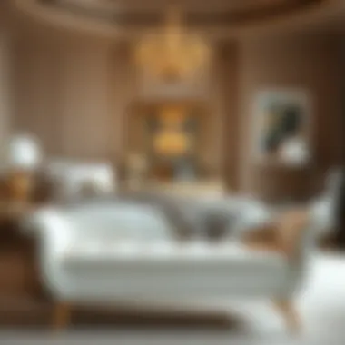 Elegant Cream Bench in Bedroom Setting Elegant cream bench positioned at the foot of a beautifully styled bed