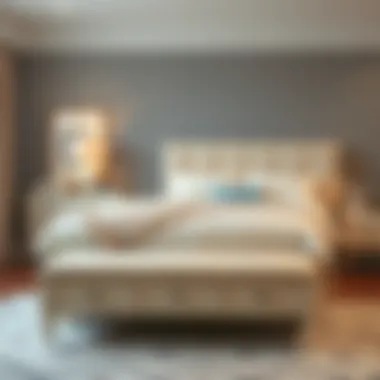 Practical Cream Bench for Storage and Seating Practical use of cream bench for storage and seating at end of bed