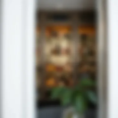 Sophisticated Glass Shelving in Liquor Cabinet A sophisticated liquor cabinet showcasing glass shelves with bottles elegantly displayed.