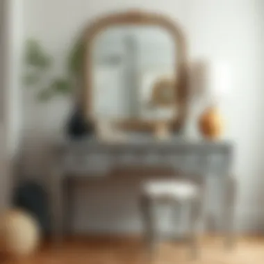 Elegant grey dressing table styled with decorative accessories