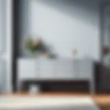 Sleek grey dressing table with minimalist design