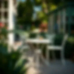 Elegant 3-piece white bistro set in a sunlit garden