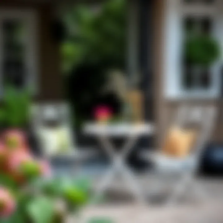 Styled 3-Piece White Bistro Set on a Patio Bistro set styled with decorative elements on a patio