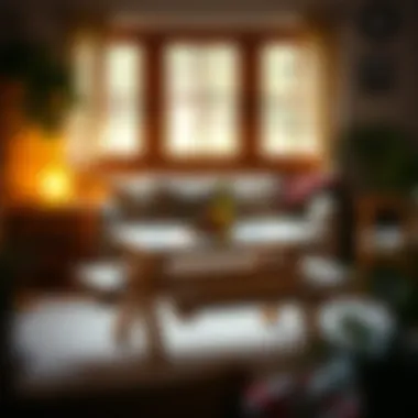 Mini Picnic Table in a Cozy Indoor Setting Compact mini picnic table in a cozy indoor space