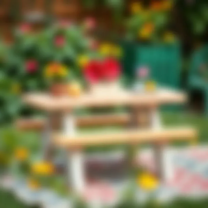 Vibrant Decor on a Mini Picnic Table Stylish mini picnic table with vibrant decor