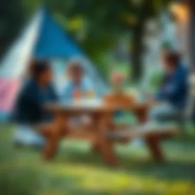 Mini Picnic Table Supporting Various Activities Versatile mini picnic table used for multiple activities