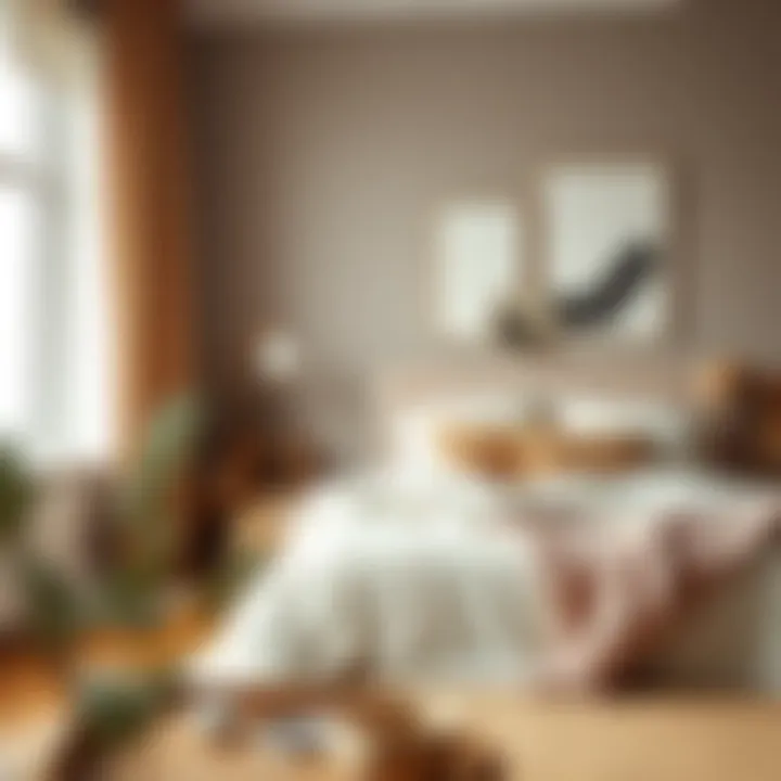 Cozy Bedroom with Neutral Decor Cozy bedroom setting highlighting complementary decor