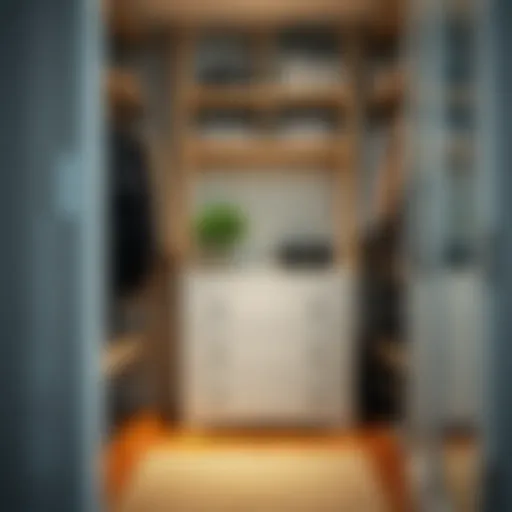 Elegant narrow chest of drawers enhancing a modern closet