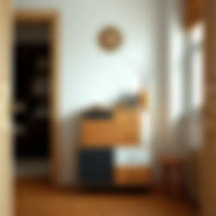 Stylish Narrow Chest with Diverse Materials Stylish narrow chest of drawers showcasing diverse materials