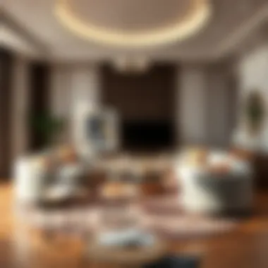 Circular Rug as Focal Point in Living Room Design Elegant living room featuring an eight foot circular rug as a focal point