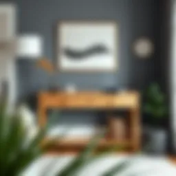 Minimalist unfinished pine console table in a stylish living room setting