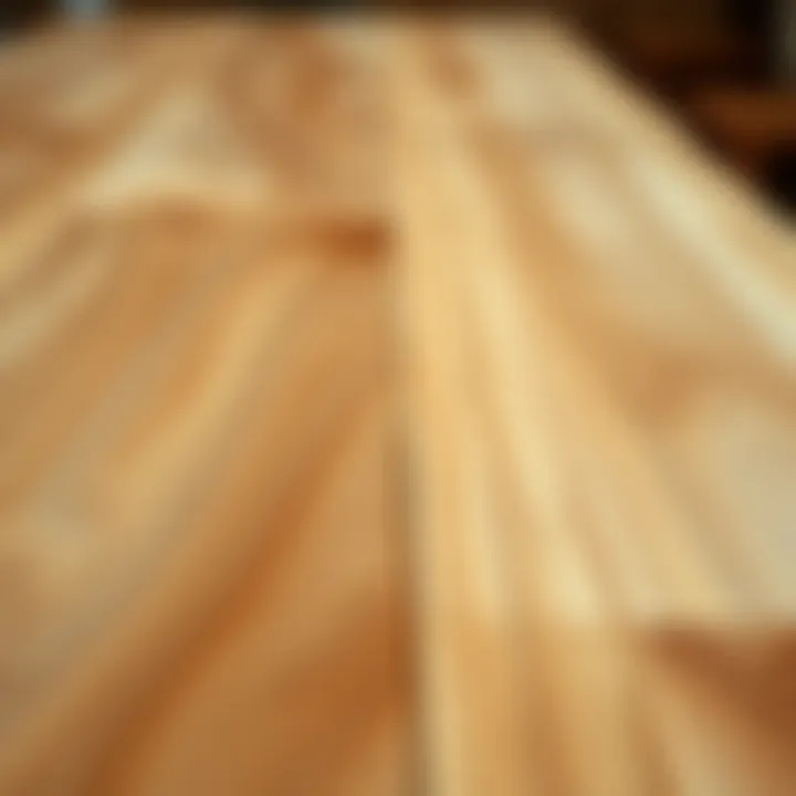 Close-up of the natural grain of unfinished pine wood