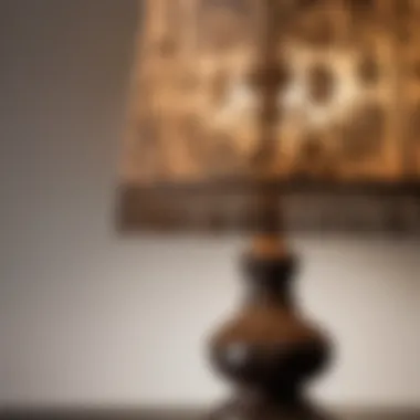 Artistry and Light: A Closer Look Close-up of a decorative lamp with an illuminated base casting intricate shadows
