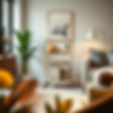 Stylish Storage in Living Spaces Multifunctional slim cart serving as a stylish storage solution in a living room