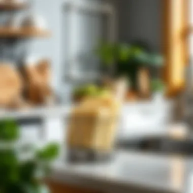 Eco-Friendly Sponge Holder in Sustainable Kitchen Eco-friendly stainless steel sponge holder in a sustainable kitchen setting