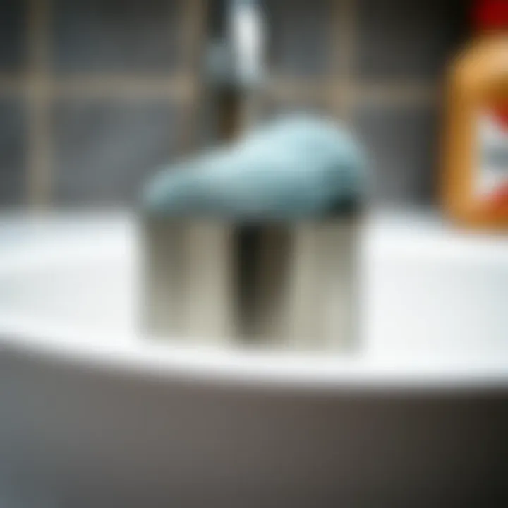 Durable Texture of Sponge Holder Close-up of a durable stainless steel sponge holder showcasing its texture