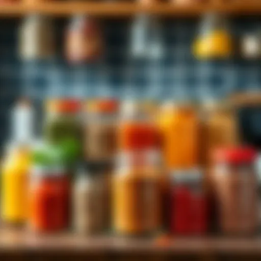 Elegant arrangement of plastic spice jars showcasing vibrant spices