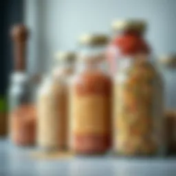 Elegant display of large mason jars filled with colorful grains and pulses