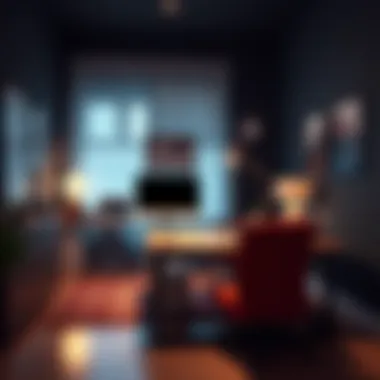 Stylish Home Office with LED Lighting Stylish home office enhanced by 12V LED strip lights