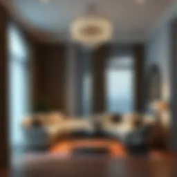 Elegant living room adorned with stylish 22 inch curtains