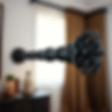 Intricate Detailing in Black Curtain Poles Close-up of intricate black curtain pole design