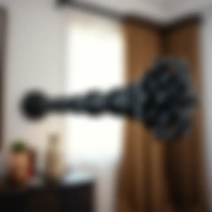 Intricate Detailing in Black Curtain Poles Close-up of intricate black curtain pole design