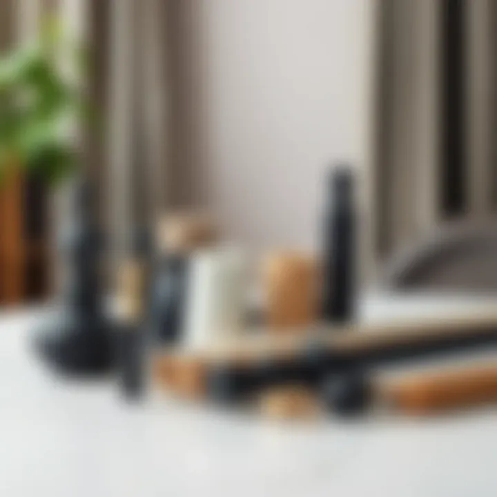 Diverse Materials for Black Curtain Poles Variety of black curtain pole materials displayed on a table