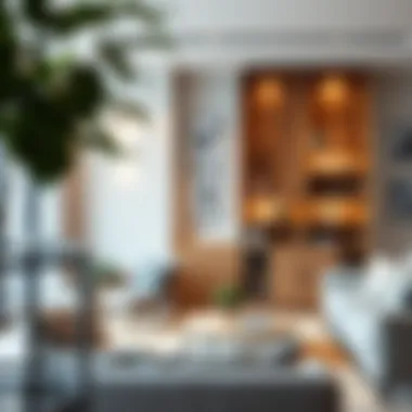 Stylish Cabinet Bookcase in Modern Living Room Stylish cabinet bookcase enhancing modern living room decor