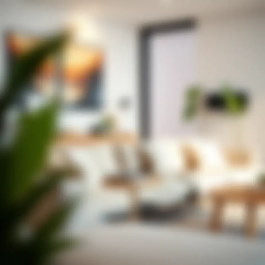 Stylish couch side desk in a modern living room