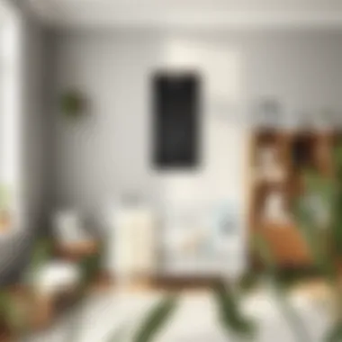 Stylish growth chart wall hanging in a modern nursery