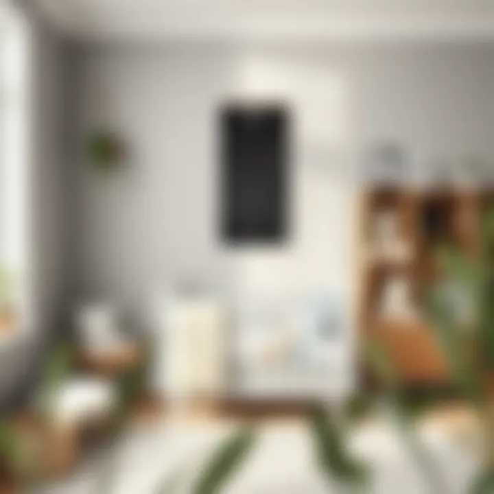 Stylish growth chart wall hanging in a modern nursery