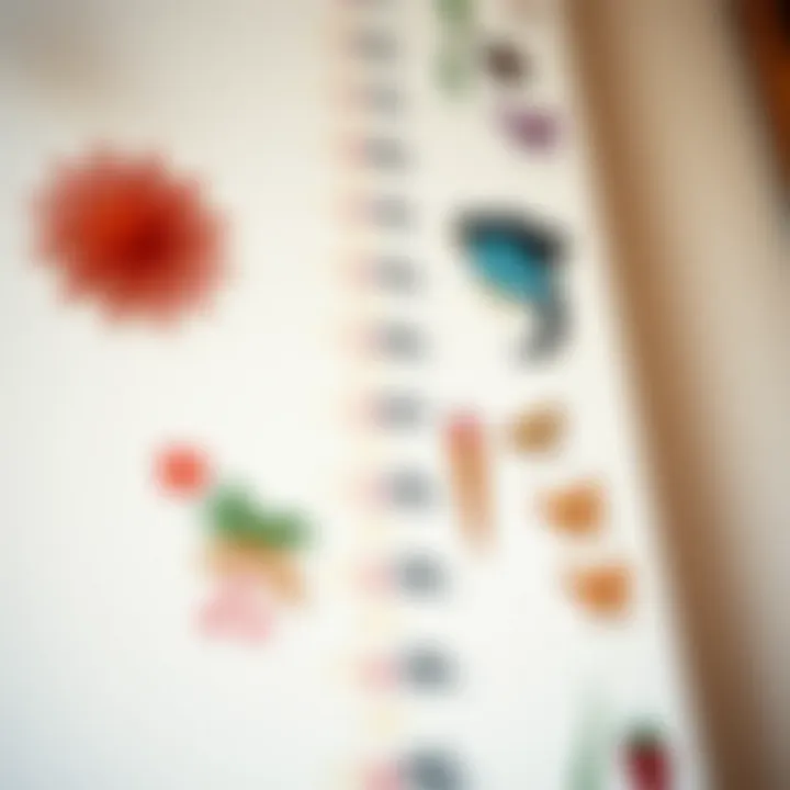 Detail shot of personalized growth chart with artistic elements