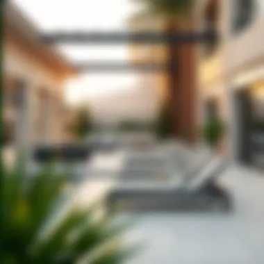 Elegant outdoor space featuring multiple poly chaise lounges