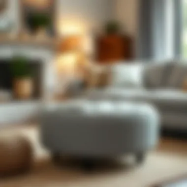 DIY Pouf Ottoman in Cozy Setting A DIY pouf ottoman with legs in a cozy home environment