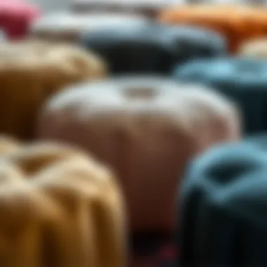 Materials of Pouf Ottomans Close-up of various materials used in pouf ottomans with legs