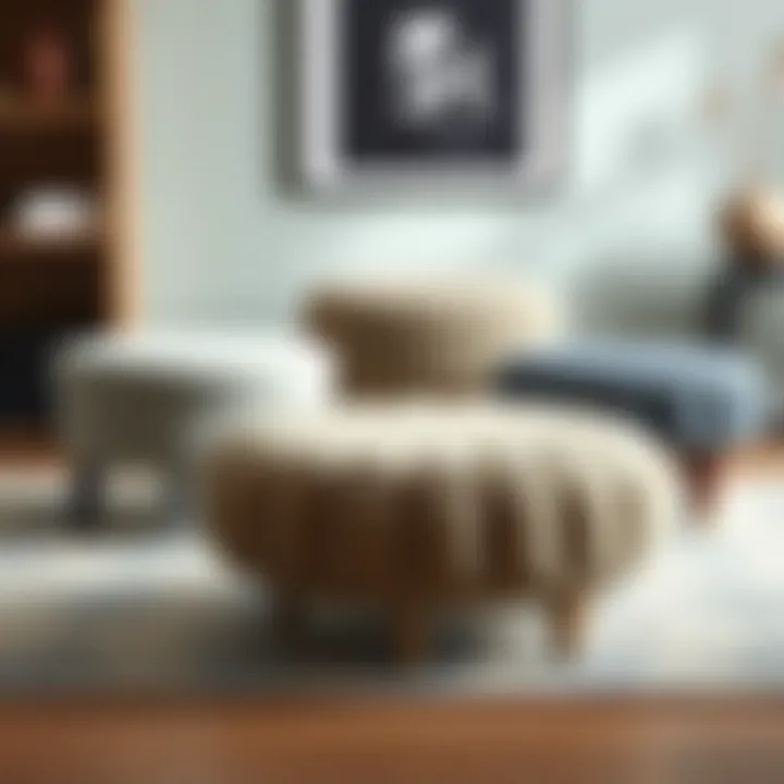 Different Styles of Pouf Ottomans A creative arrangement showcasing different styles of pouf ottomans with legs