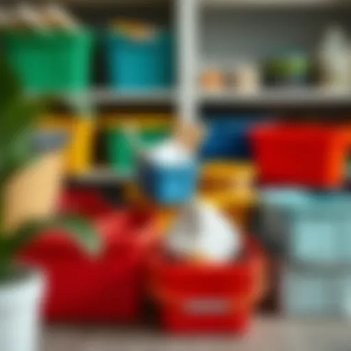 Colorful Square Plastic Tubs for Organization Colorful square plastic tubs used for organizing household items