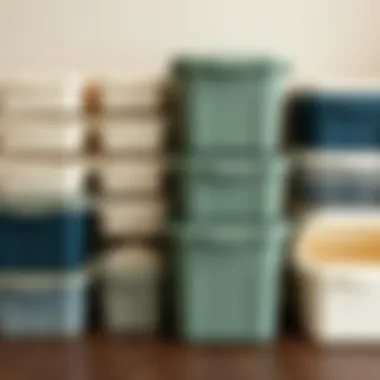 Efficient Storage Solutions with Square Plastic Tubs Neatly stacked square plastic tubs for efficient storage solutions