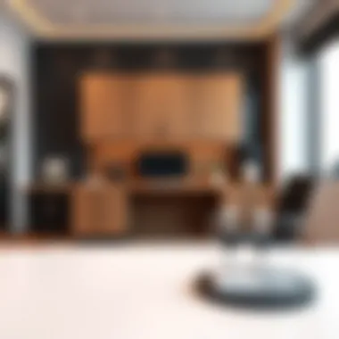 Elegant wall desk cabinet in a modern home office