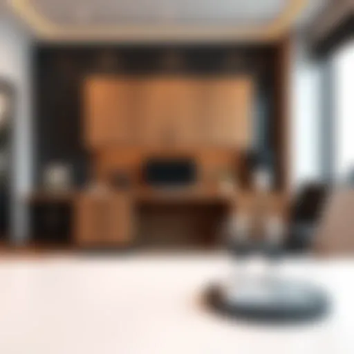 Elegant wall desk cabinet in a modern home office