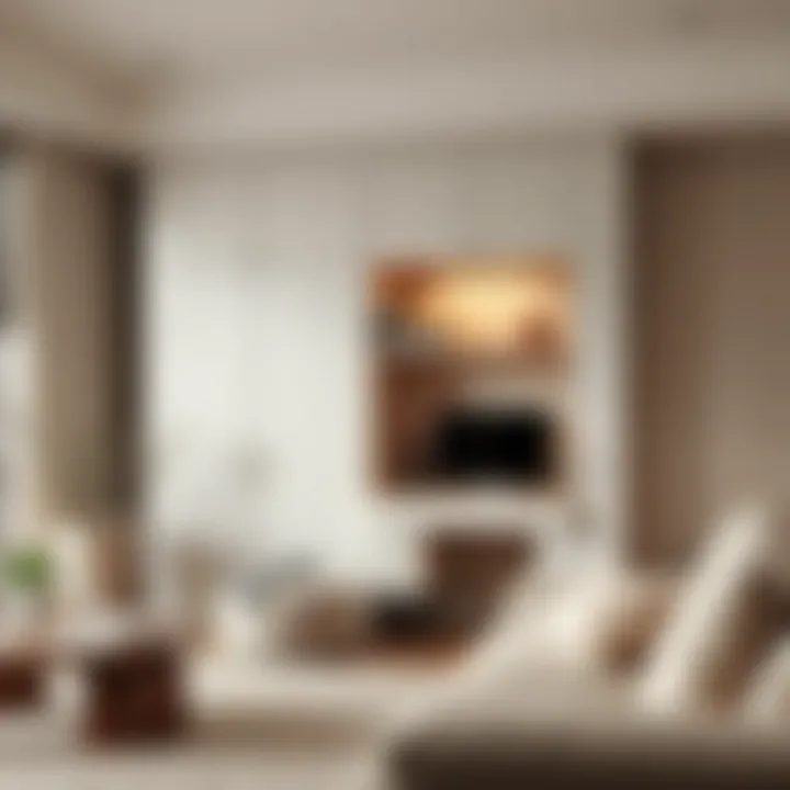 Functional wall desk cabinet in a cozy living area