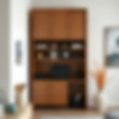 Stylish wall desk cabinet showcasing storage options